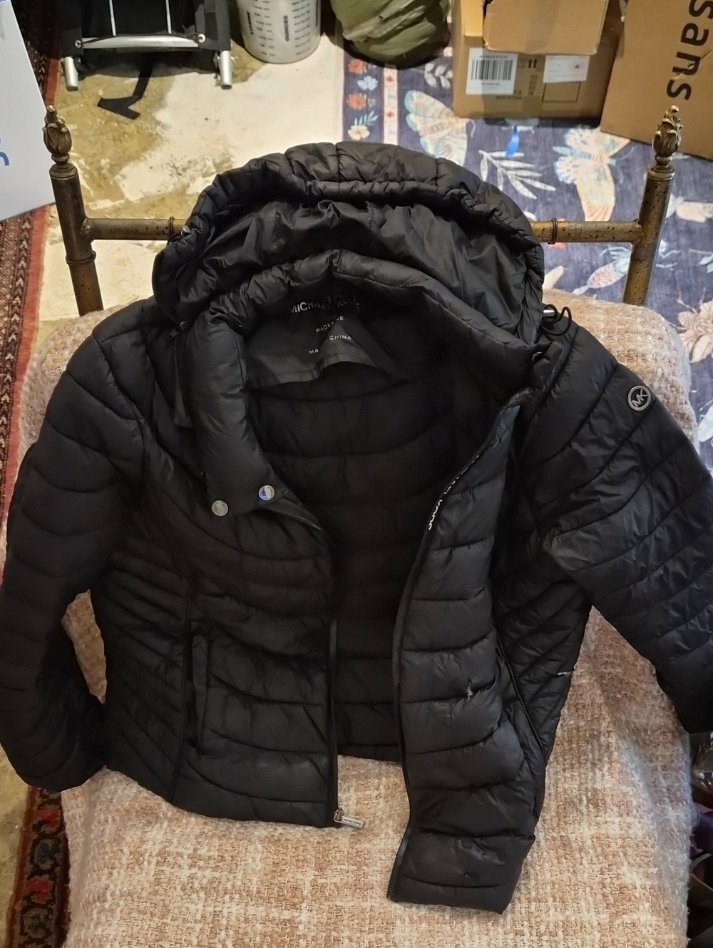 Michael Kors Black Quilted Hooded Puffer Jacket